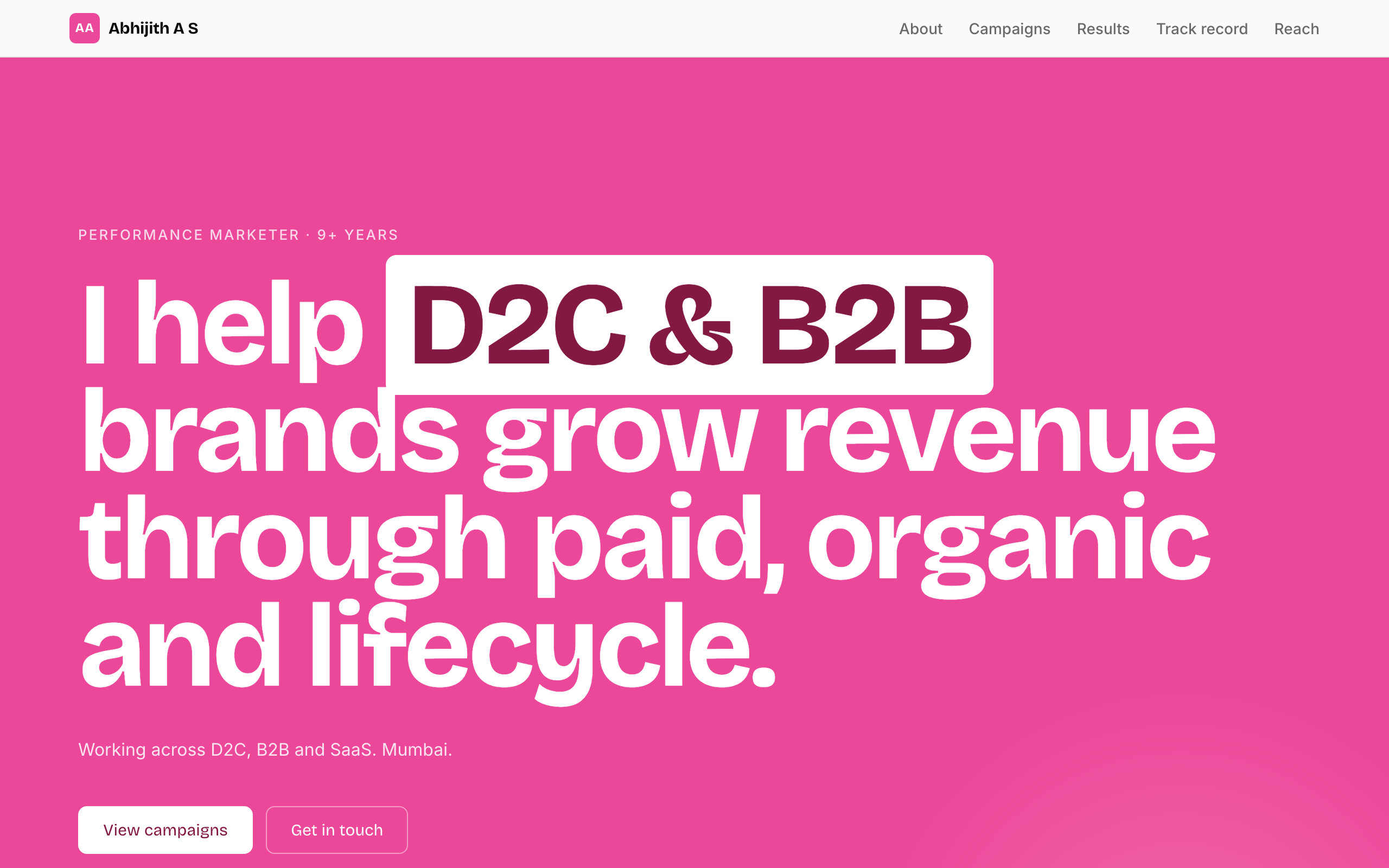 Senior Growth Marketer portfolio example