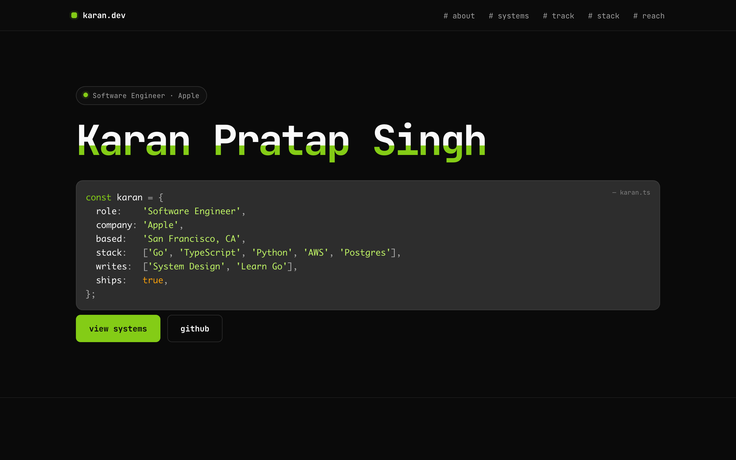 Senior Full-Stack Engineer portfolio example