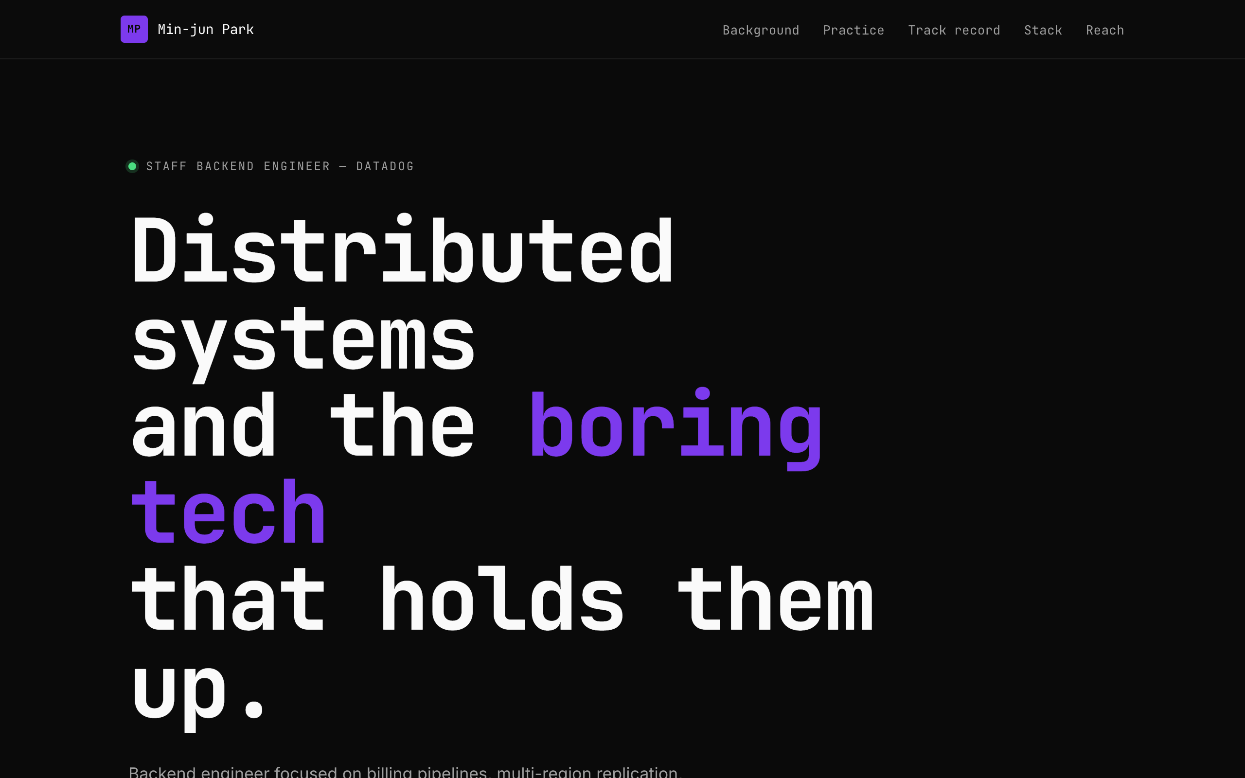 Senior Backend Engineer portfolio example